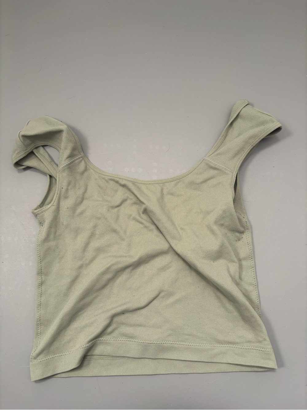 Garage Light Sage Ribbed Scoop Crop Top